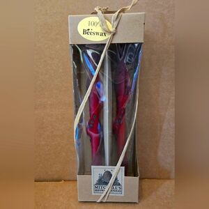 Mitchell’s 12” NIB Beeswax Candles - Watermelon Red